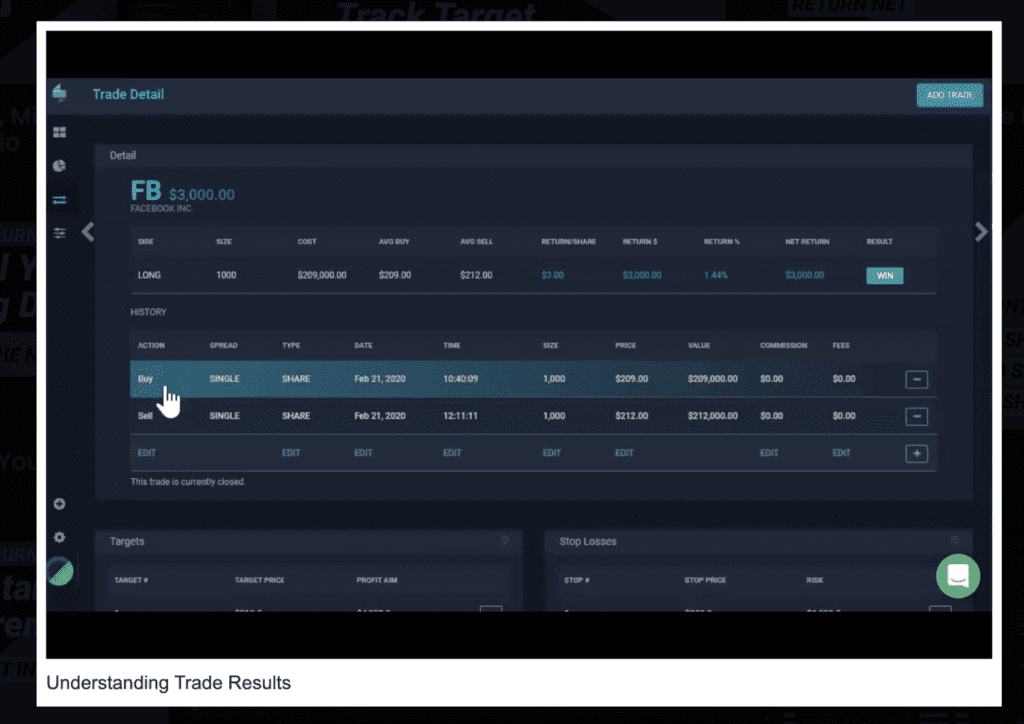 A screenshot of a Tradersync tutorial video demonstrating how to analyze trade results.